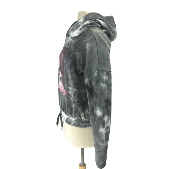 Cult Favorite Hoodie Womens Medium Grey Tie Dye Pullover Rose Graphic Print - Picture 2 of 9